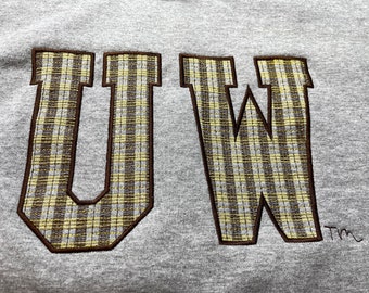 Officially Licensed University of Wyoming  Sweatshirt, crewneck UW sweatshirt, plaid UW shirt