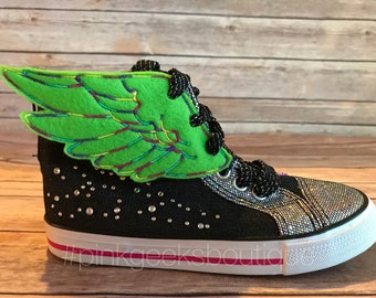 Stocking StufferMercury and Hermes Inspired Green and rainbow Shoe Wings for Adult Shoes or children, marathon wings for shoes,