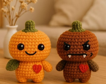 Haakpatroon pompoen amigurumi: Halloween-poppenset (pdf-tutorial)