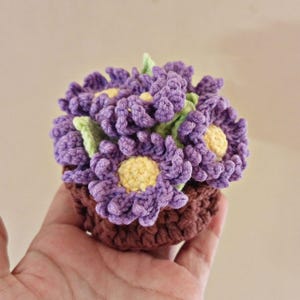3 in 1 Crochet Flower Pot & Coaster Set – Handmade Colorful Floral Decor, Unique Gift, Cute Home Decoration image 8