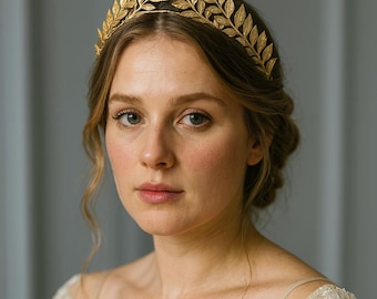 Gold Goddess Crown, Bridal Tiara, Greek Wedding Headpiece, Boho Festival Hair Accessory