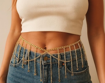 Star Waist Belly Chain: Celestial Boho Body Jewelry