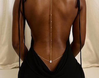 Catena per il corpo con strass senza schienale / Collana con goccia d'acqua per la pancia e la vita / Gioielli scintillanti per feste di festival
