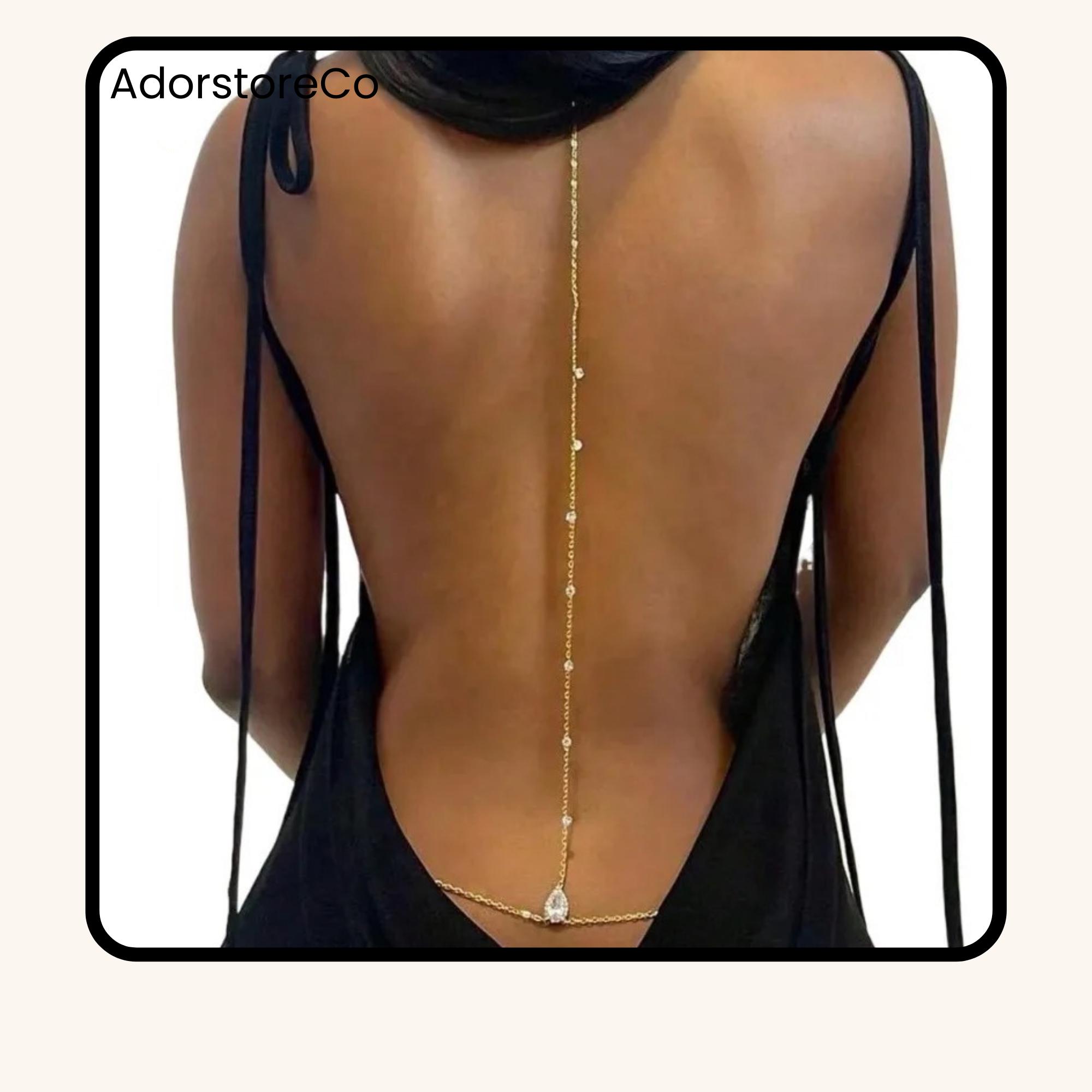 Backless Rhinestone Backless Rhinestone Body Chain | Water Drop Belly Waist Necklace ...
