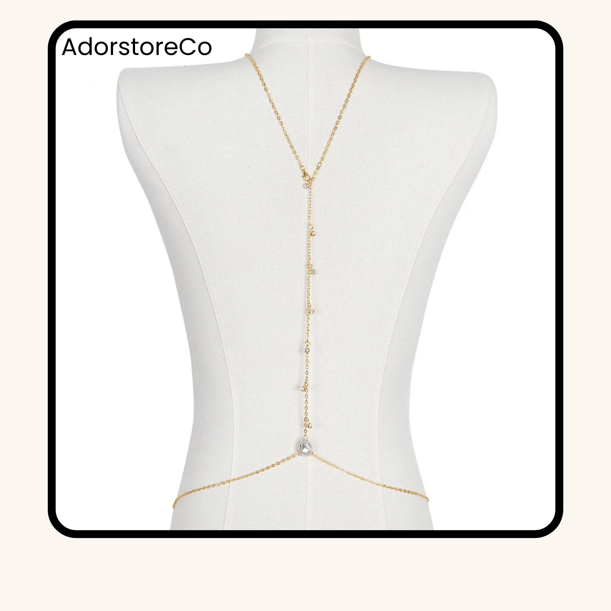 Backless Rhinestone Backless Rhinestone Body Chain | Water Drop Belly Waist Necklace ...
