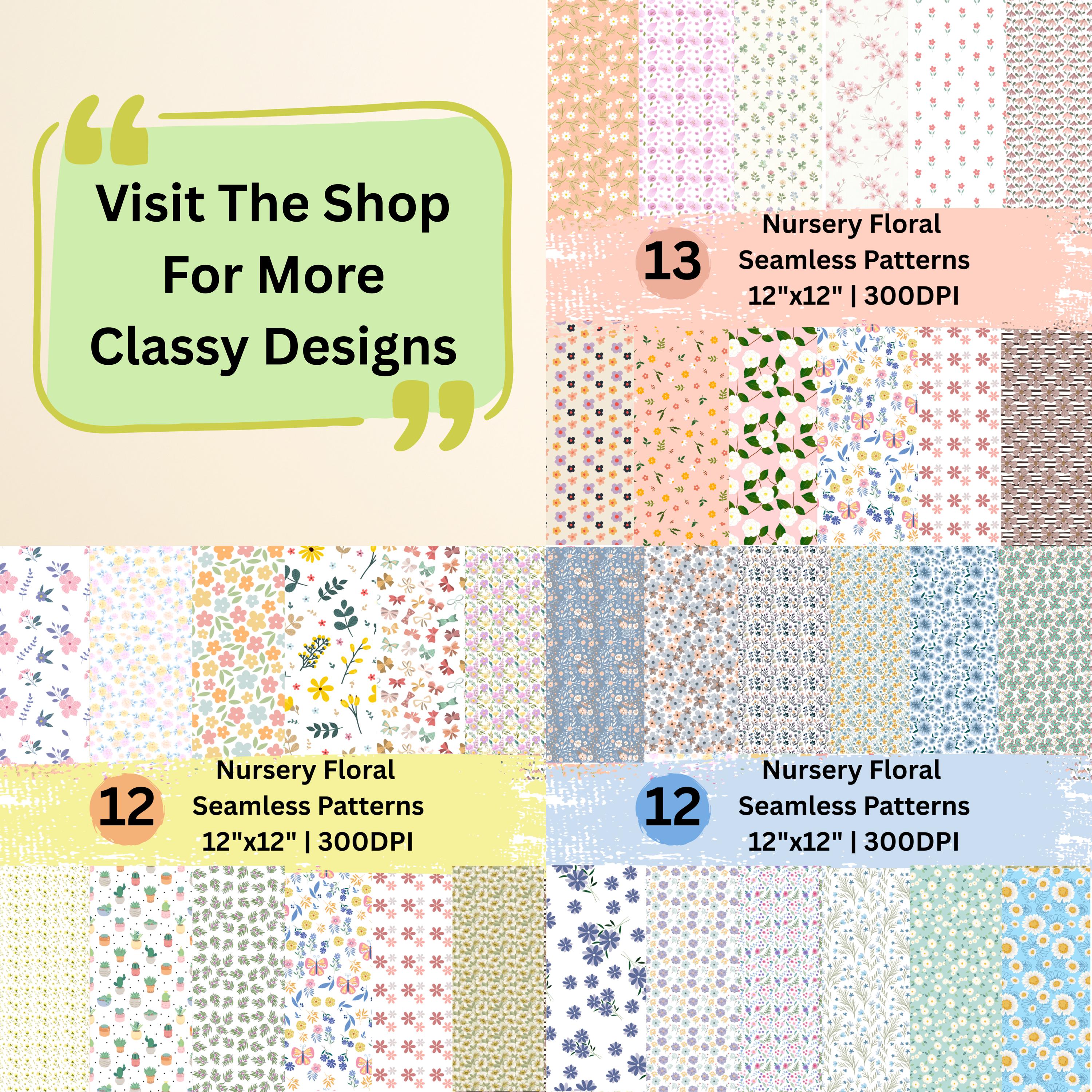 Pink Floral Nursery Seamless Pattern Bundle, Baby Girl Digital Paper ...