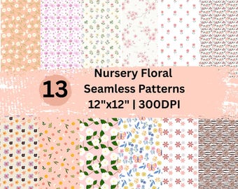 Lot de motifs floraux roses pour chambre d'enfant, papier numérique bébé fille 12 x 12 JPG, imprimé fleurs pastel, papier numérique pour papier peint en tissu