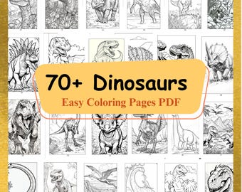 Bold and Easy Dinosaur Colouring Pages for Kids, SimpleToddler Preschool Coloring Book Printable (PDF)