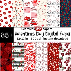 Valentine's Day Seamless Paper Pattern Bundle – 85+ JPGs | 12x12 Inch | 300 DPI | Digital Download