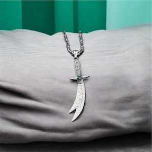925 Sterling Silver Zulfiqar Sword Pendant Necklace – Islamic Jewelry for Men