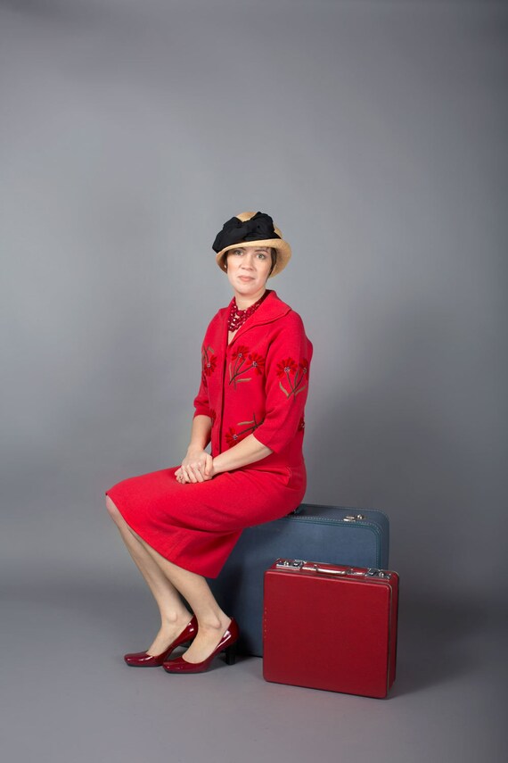Vintage Italian Fashion - Red Wool Skirt Suit - Ge