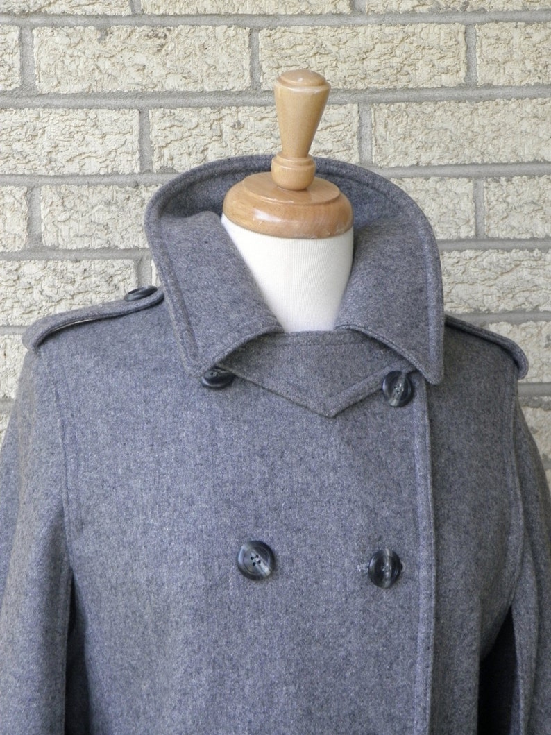 Vintage Cape Coat Wool Cape Coat Charcoal Gray Cape | Etsy