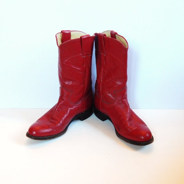 Red Cowboy Boots - Red Boots - Vintage Red Boots - Justin Boots - Women 6 Boots