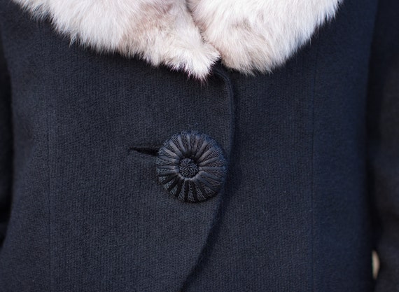Fox Coat - Vintage Black Coat with Fox Collar - D… - image 3