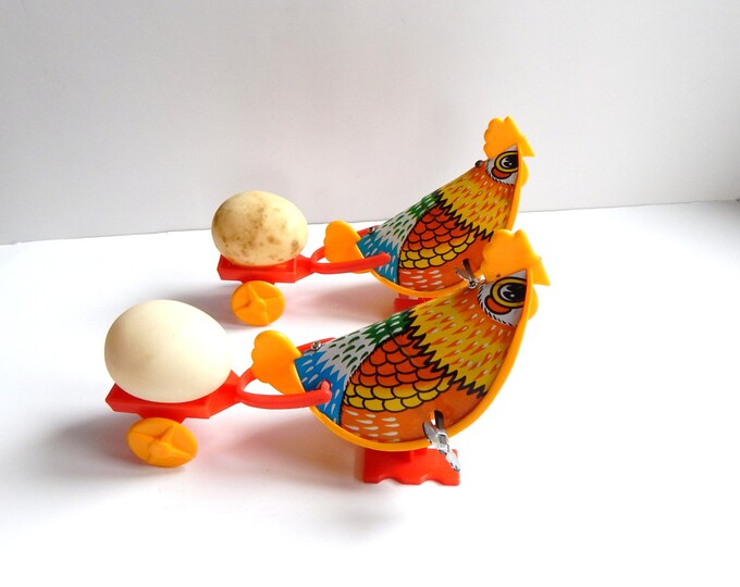Wind up Chicken Toy Vintage Wind up Toy Chicken With Egg Easter Toy
