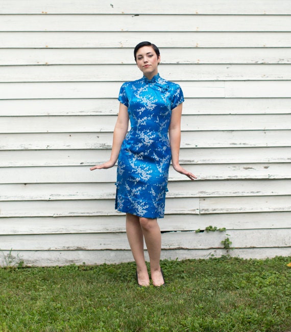 Vintage Cheongsam - Vintage Wiggle Dress - Royal H