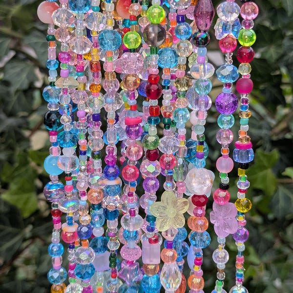 Rainbow Beaded Curtain Strands: Glass Prism Window Decor, 3ft Length