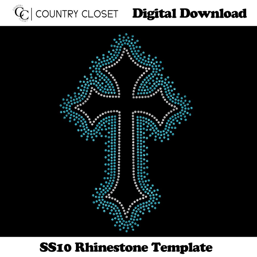 Cross Rhinestone Template SVG | Christian Faith Bling Design (SS10) - Etsy