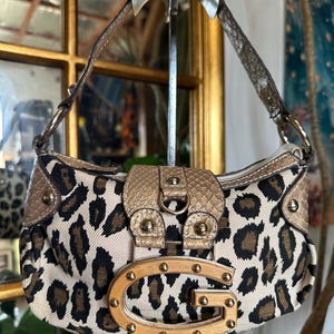 Vintage Guess Brown Leopard Mini Handbag Y2k - Etsy