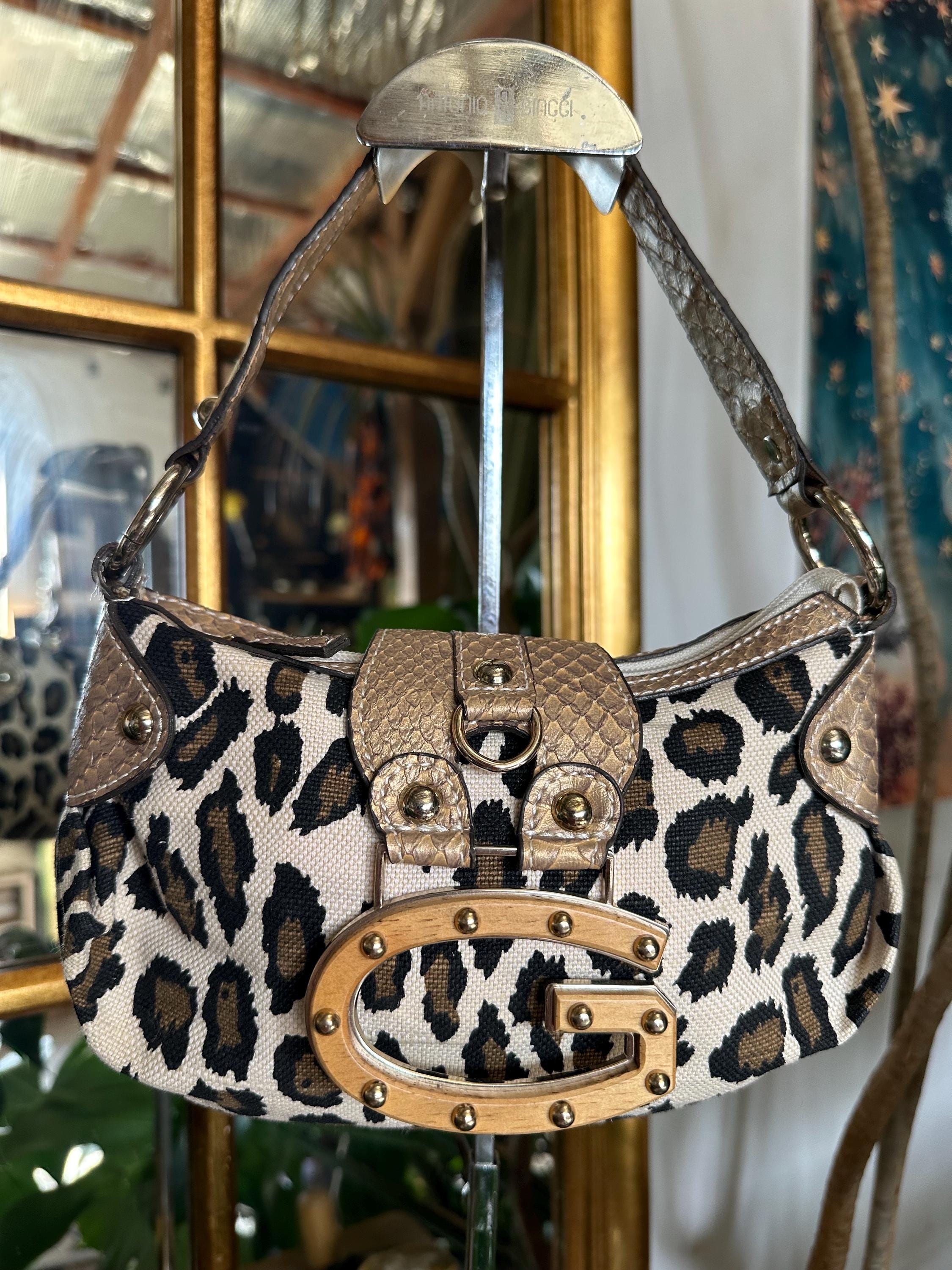 Vintage Guess Brown Leopard Mini Handbag Y2k - Etsy