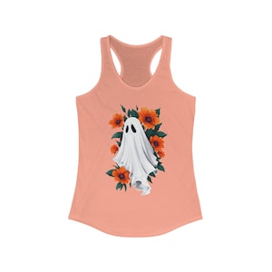 Ghostly Floral Racerback Tank Top: Halloween Summer Tee
