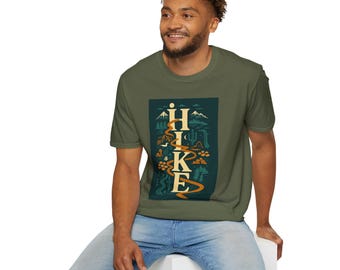 Desert Hike Illustration T-Shirt | Mountain Trail, Cactus, Scenic Outdoor Design