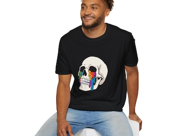 Rainbow Dripping Skull T-Shirt | Melting Color Skull Tee