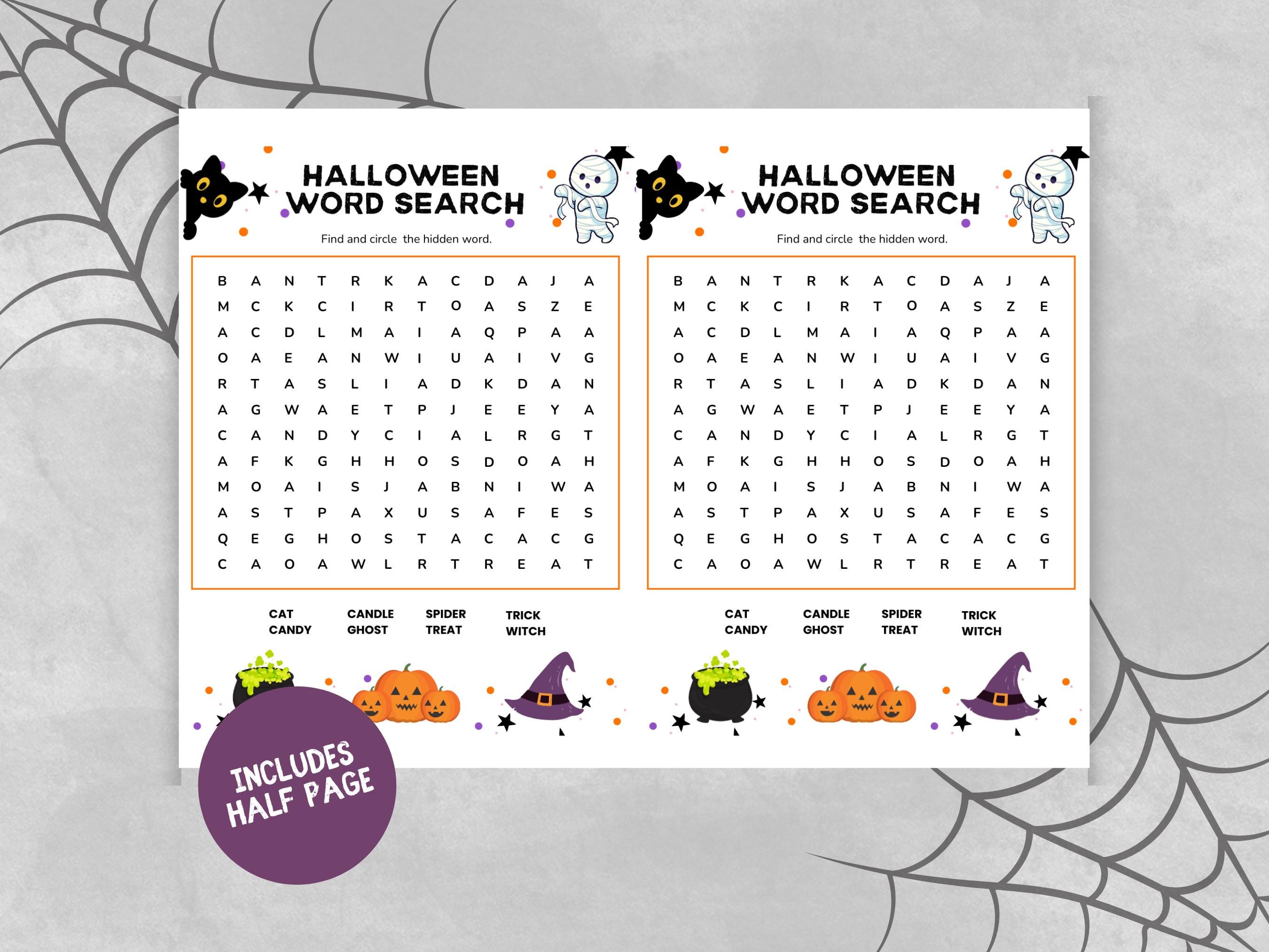Halloween Word Search for Kids Printable | Fun Activity Game, Classroom ...