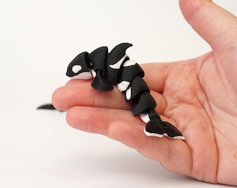 Orca fidgetspeeltje, beweegbaar zeedier, schattig fidgetspeeltje, flexibel figuur