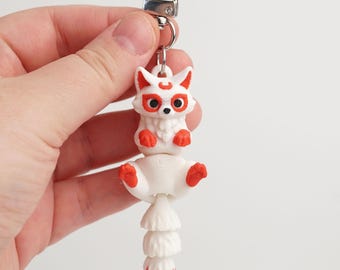 Kitsune Fox-sleutelhangerspeelgoed, gelede dieren, Japanse Fidget Charm-figuur