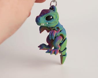 T-Rex Schlüsselanhänger Spielzeug, Gelenkdinosaurier, niedlichen Fidget Charme, flexible Schreibtischfigur