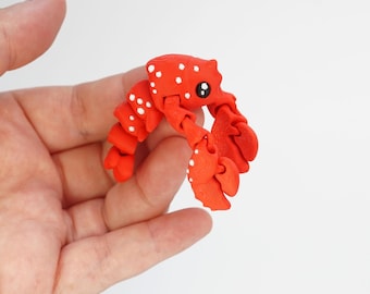 Cute Red Lobster Articulated Toy, Mini Flexi Sea Creature, Desk Fidget Figure