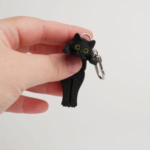 Chaveiro Gato Preto, Animal Articulado, Lindo Amuleto Anti-Stress, Figura Flexível para Mesa