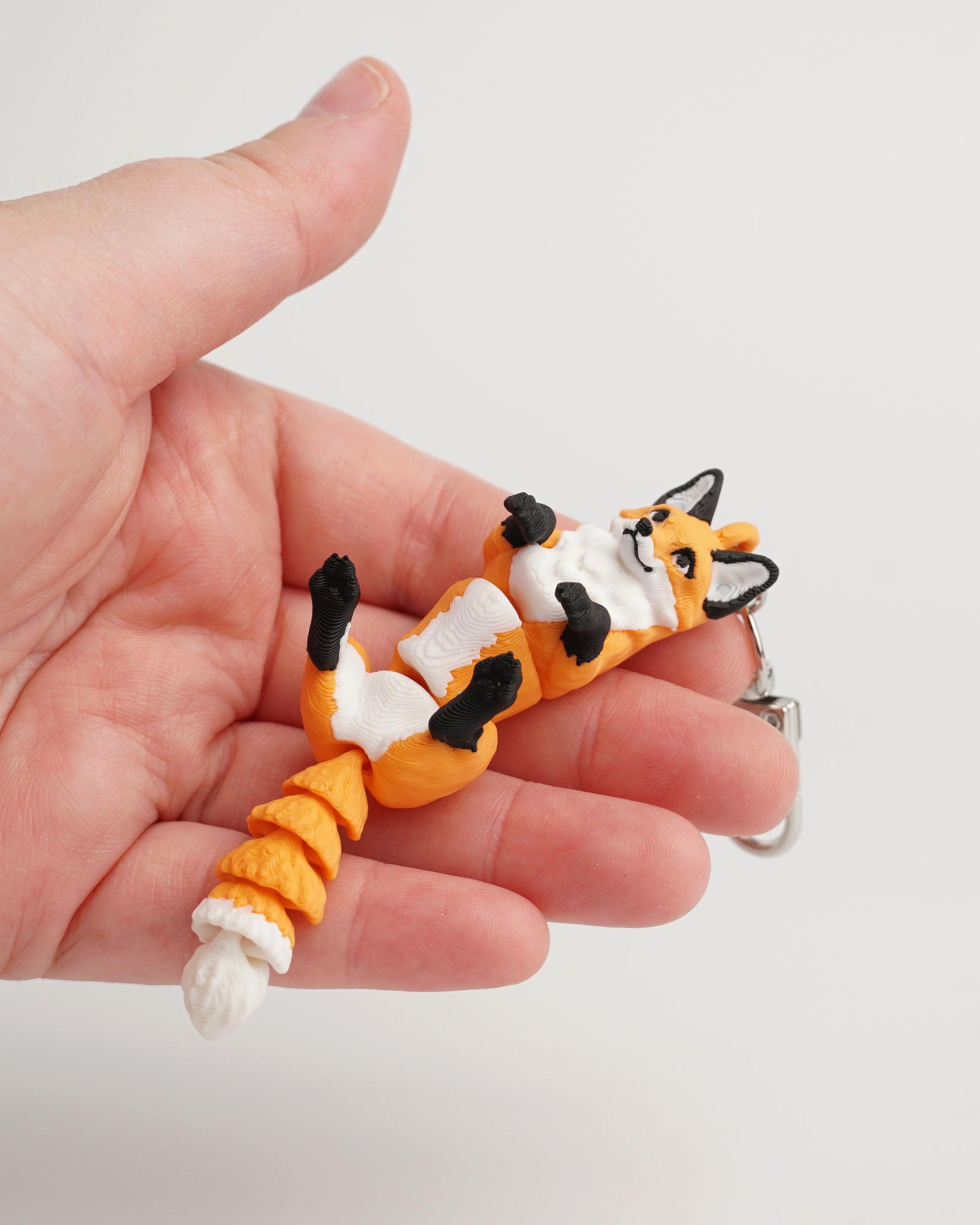当時物 レア ラナ製 おしゃれキャット 根付けキーホルダーマスコット かわいいキツネの吊り下げキーホルダー、関節が動くフレキシブル
