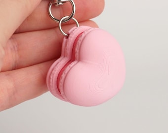 Macaron-hartklikkersleutelhanger, fidgetspeeltje, schattige dessertbedel, Clicky-bureauaccessoire met klikgeluid