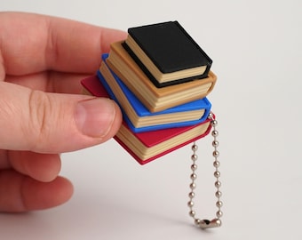 Book Stack Clicker Keychain, Clicky Sound Fidget Toy, Reader Gift Charm
