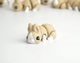 Bunny Articulated Toy, 3D Printed Flexi Animal, Cute Rabbit Desk Fidget Figure