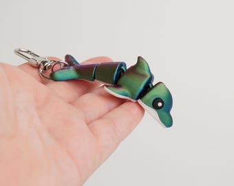 Colorful Dolphin Keychain Articulated Toy, Ocean Animal Flexi Fidget Charm