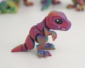 T Rex Articulated Toy, 3D Printed Flexi Dinosaur, Cute Desk Fidget Figure