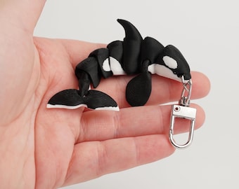 Orka-sleutelhangerspeelgoed, gelede zeedier, schattige fidget-bedel, flexibel figuur