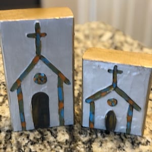 Multi Colored Textured Church Art Block 4&quot; and 6&quot; sizes available by Two Girls Who Make Crosses