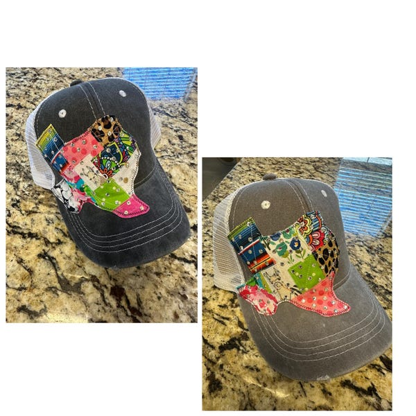 LLama Patchwork Texas Trucker Hat by Two Girls Who Make Crosses