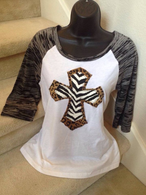 Items similar to White 3/4 sleeve cross shirt by Two Girls Who Make ...