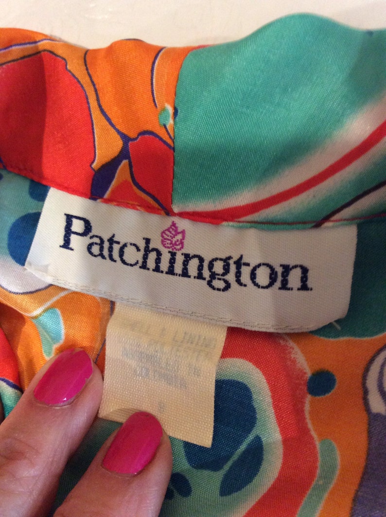 Vintage Ladies Blouse 1970\u2019s Disco print Vibrant