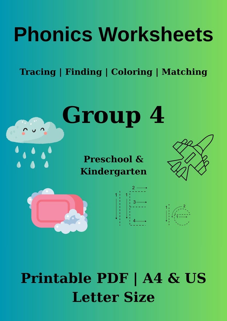 Jet Tracing Phonics Worksheets:4. Group Alphabet Tracing, Coloring, and Matching ...