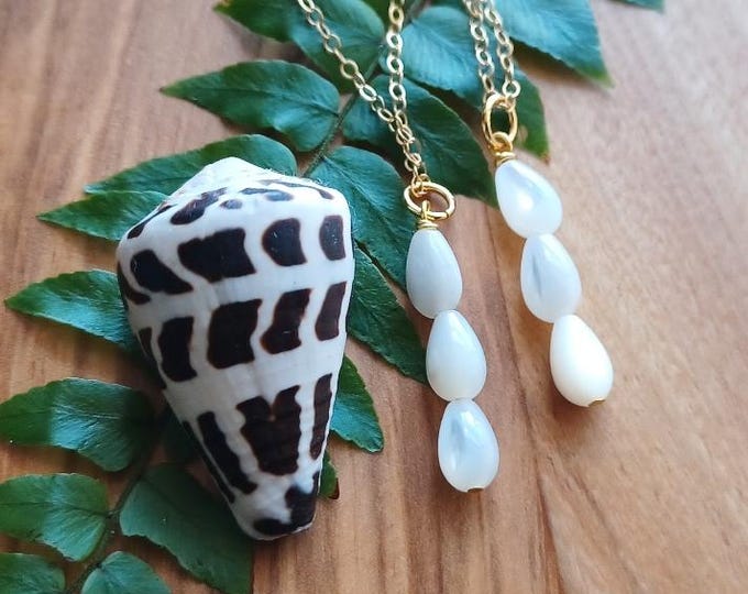 Mother of Pearl Necklace Gold Filled 16"