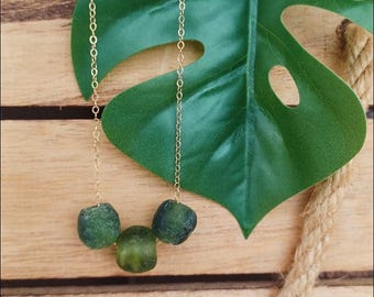 Ghana Sea Glass Necklace 14k Gold Filled
