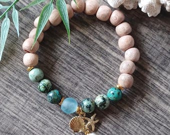 Diffuser Bracelet: African Turquoise Seaglass Aromatherapy Jewelry