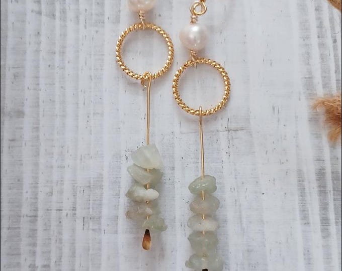 Amanzonite Freshwater Pearl Hoop Earrings