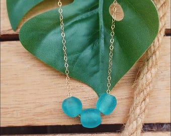 Ghana Sea Glass Necklace 14k Gold Filled